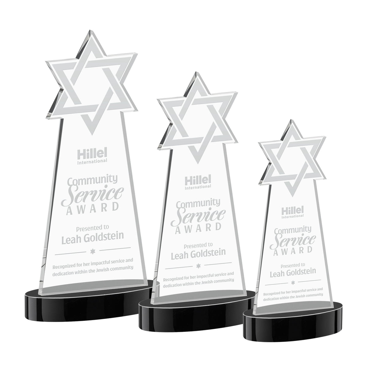 Star of David Award on Alberton Base - Black