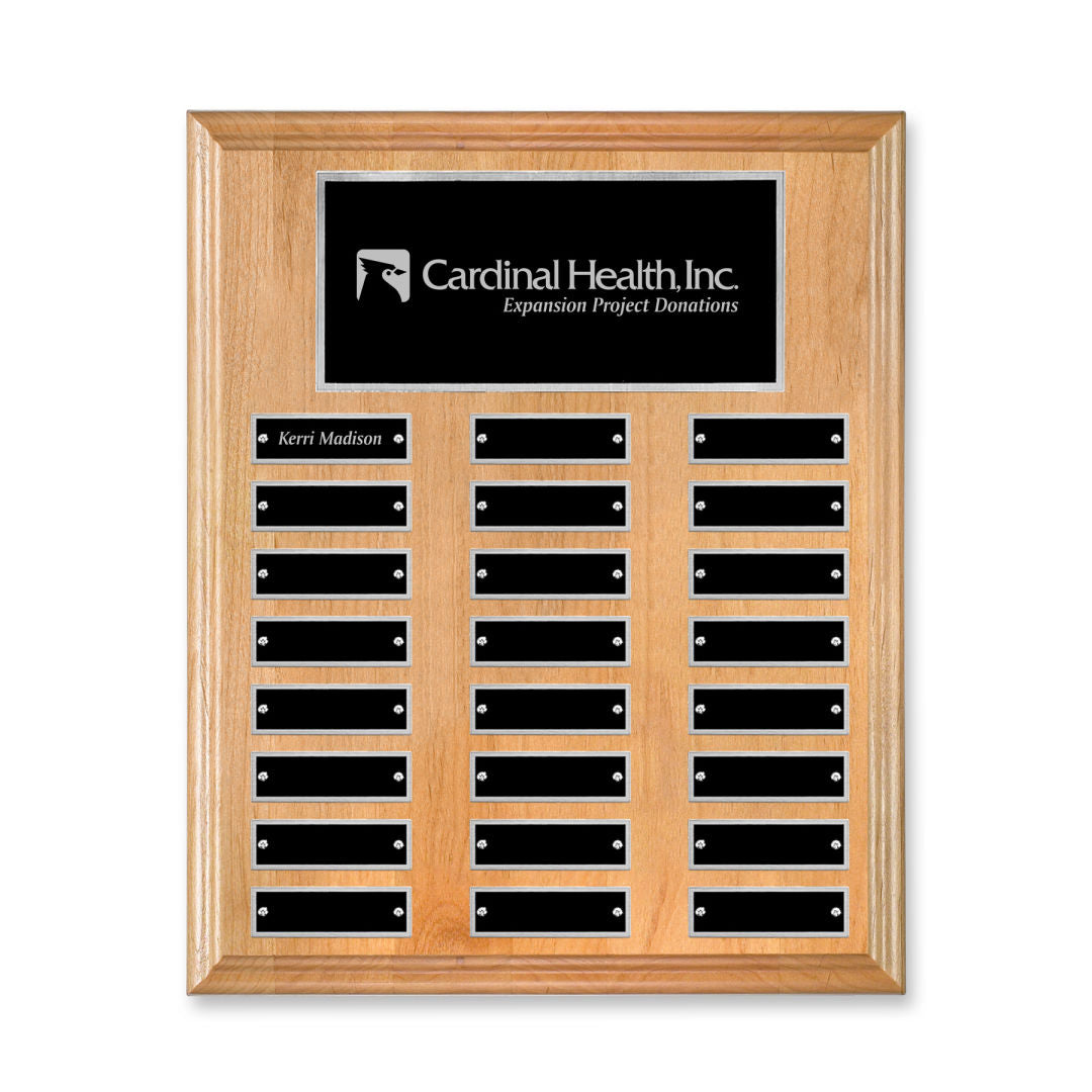 Erindate (Vert) Perpetual Plaque - Red Alder/Silver