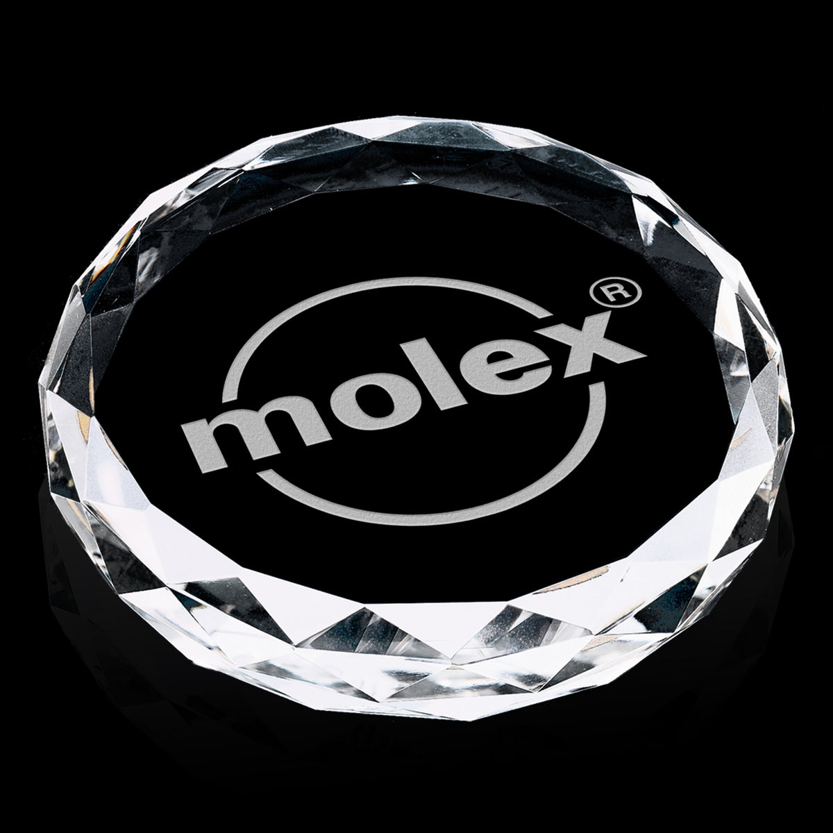 Faceted Optical Crystal Round Paperweight