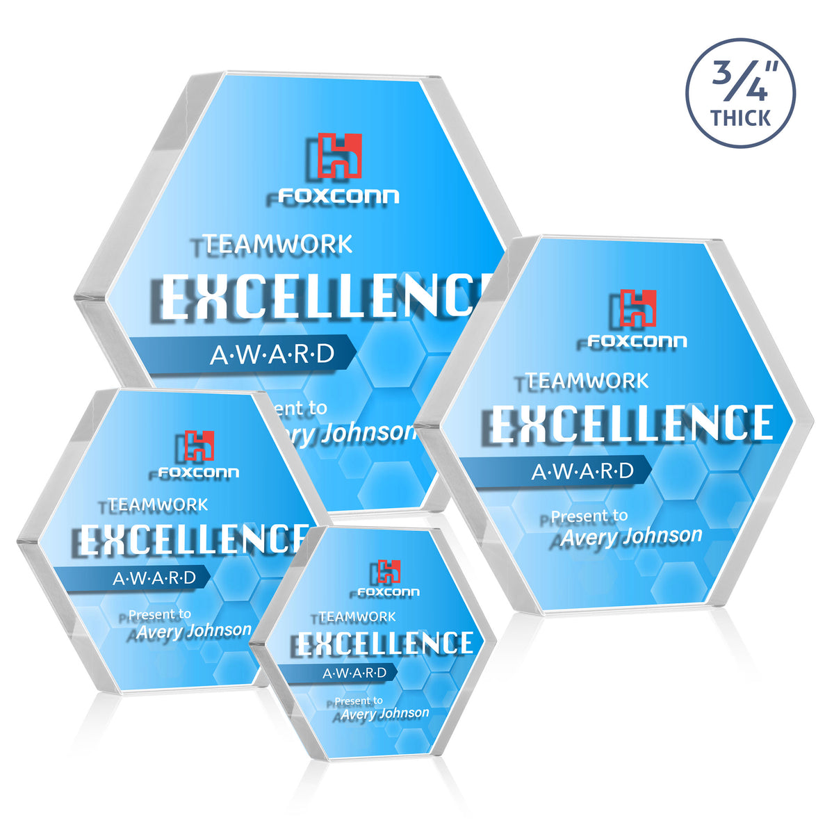 Gilford Hexagon VividPrint™ Double Sided Award - Clear