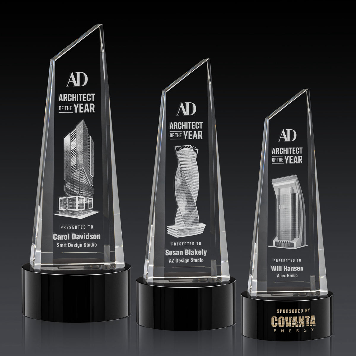 Akron Tower 3D Award on Base - Black