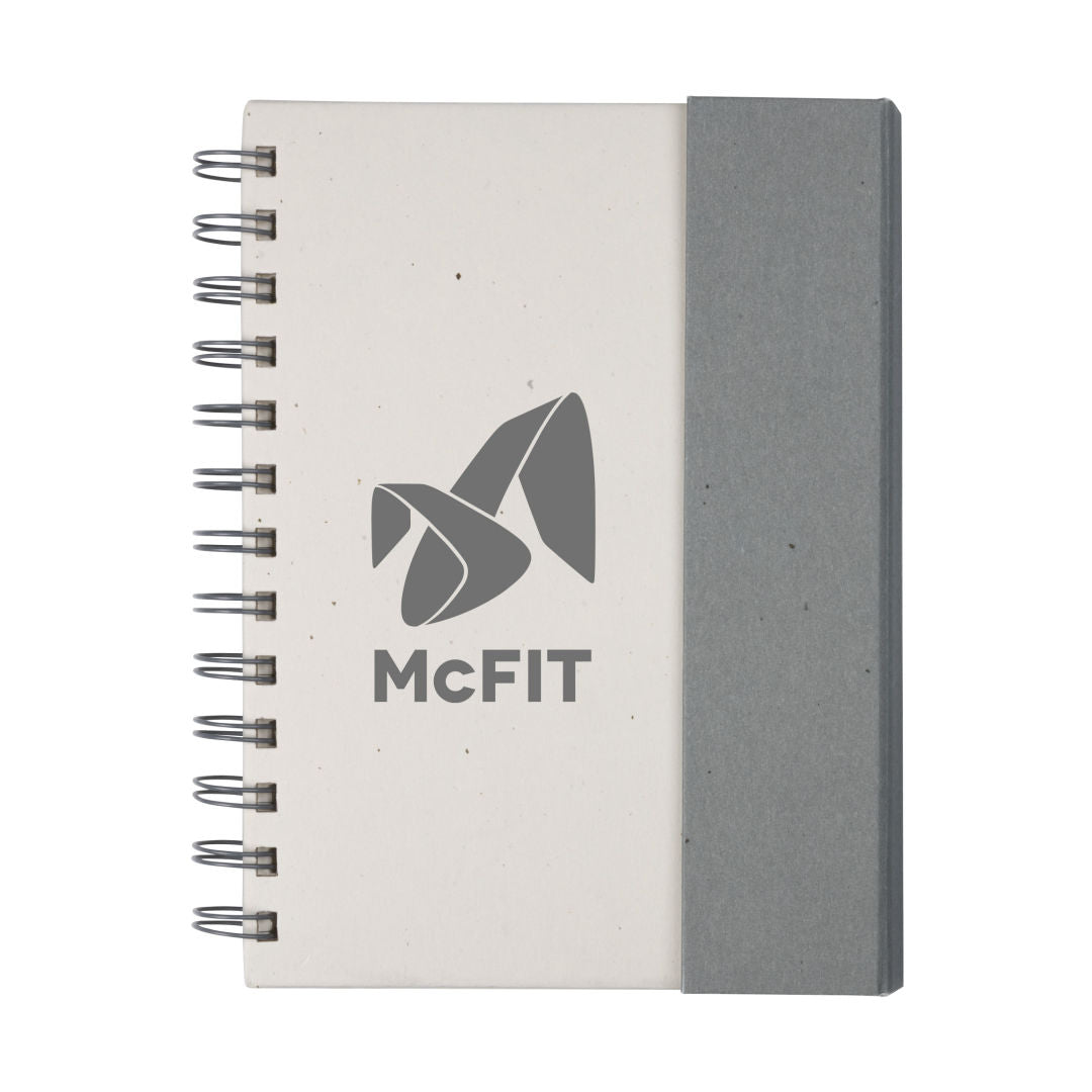 Wormer Spiral Bound Journal w/Sticky Notes – Grey