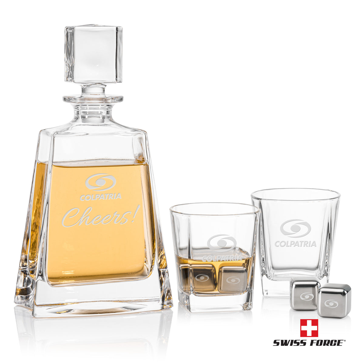 Swiss Force® S/S Ice Cubes & Decanter Set