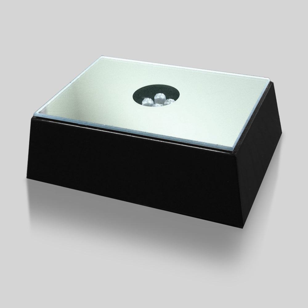 Black Mirrored Lighted Rectangle Base 3-1/2" - Crystal D
