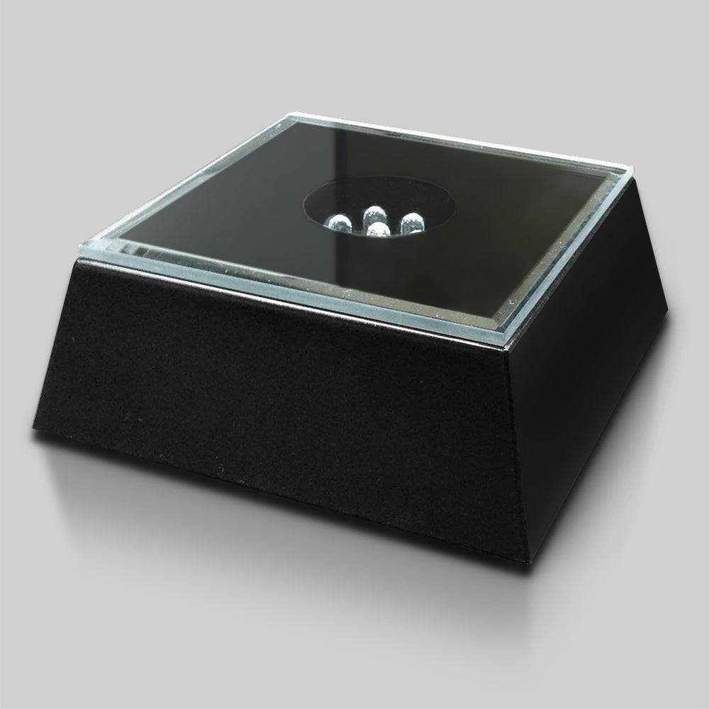 Black Mirrored Lighted Square Base 2-3/8" - Crystal D