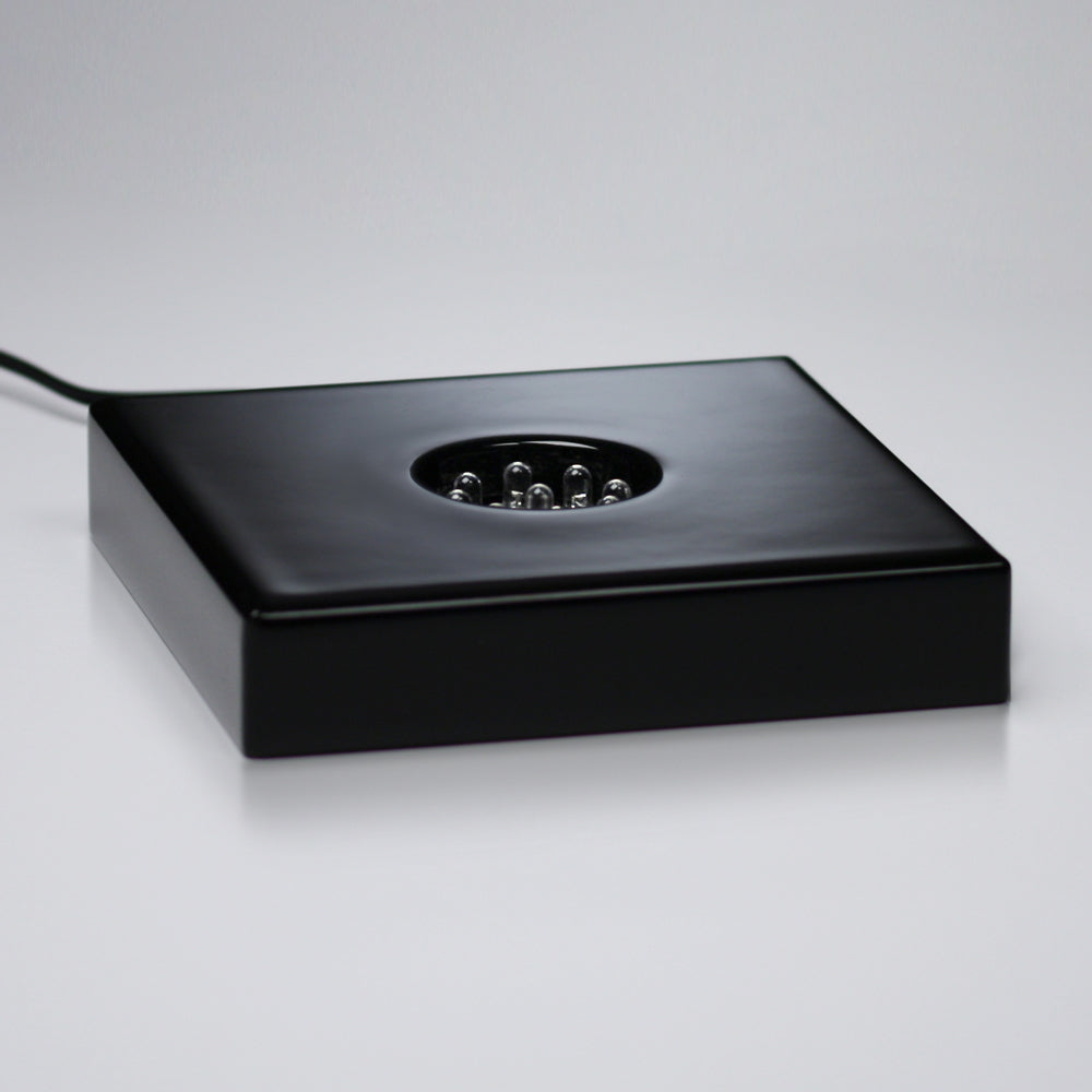 Black Piano Finish Lighted Square Base 4-3/4" - Crystal D