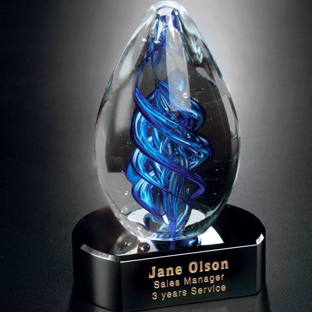 Blue Swirl on Black Base 5" - Crystal D