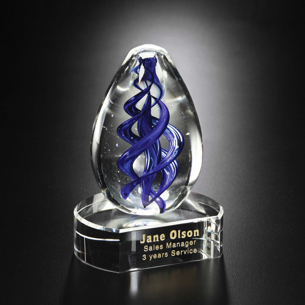 Blue Swirl on Clear Base 5" - Crystal D