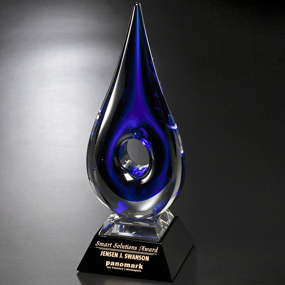 Blue Teardrop Award 14" - Crystal D