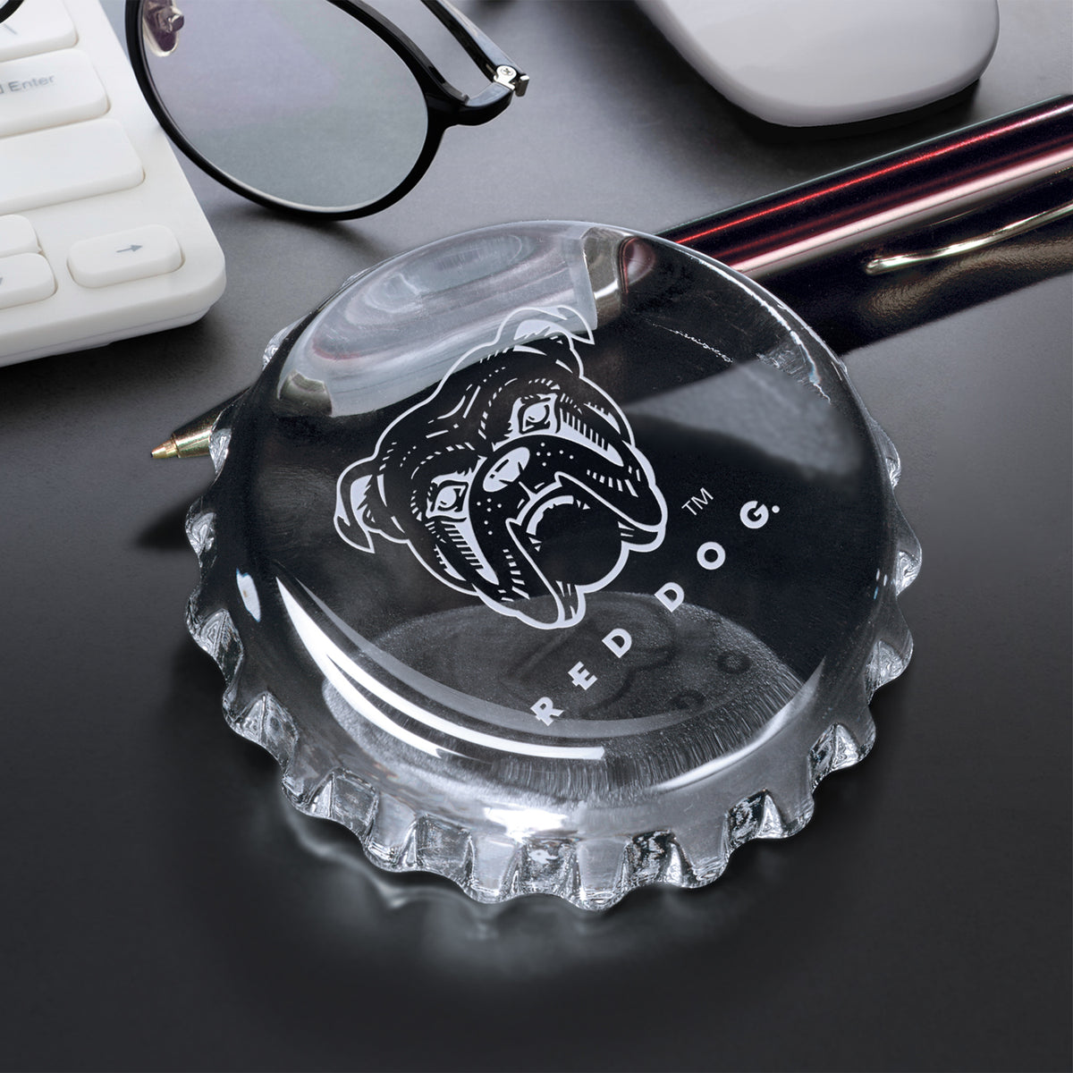 Bottle Cap Paperweight 3-1/4" Dia. - Crystal D