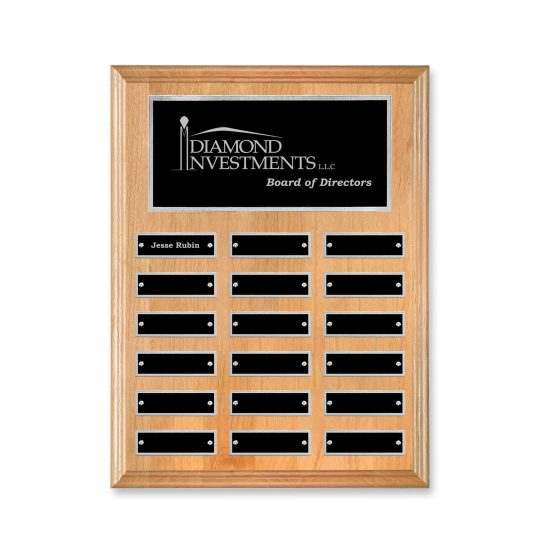 Erindate (Vert) Perpetual Plaque - Red Alder/Silver