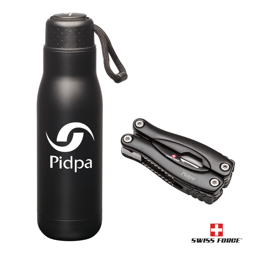 Swiss Force® Bonam Bottle & Multi-Tool Gift Set — Black — G360-770-BK