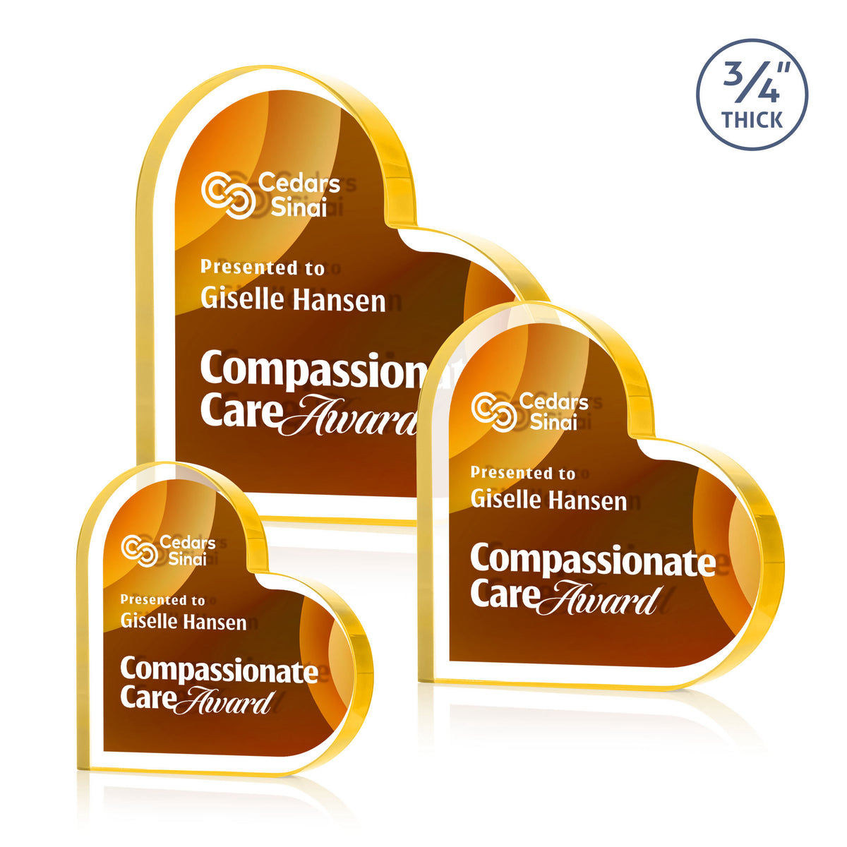 Davina Heart VividPrint™ Double Sided Award - Gold