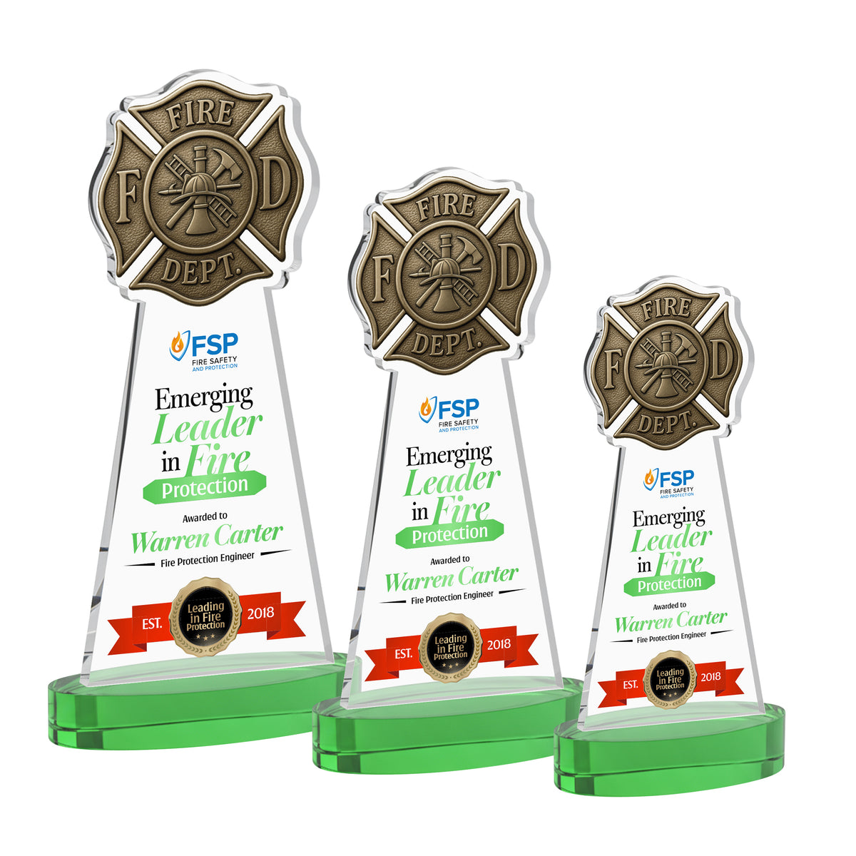 Fire Dept VividPrint™ Award on Alberton Base - Green