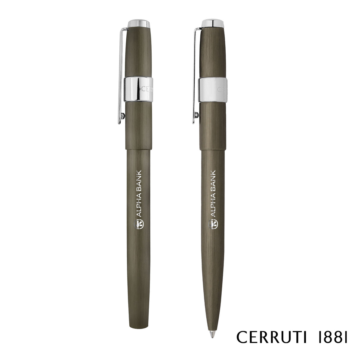 Cerruti 1881® Block Brushed Ballpoint Pen & Fountain Pen Set