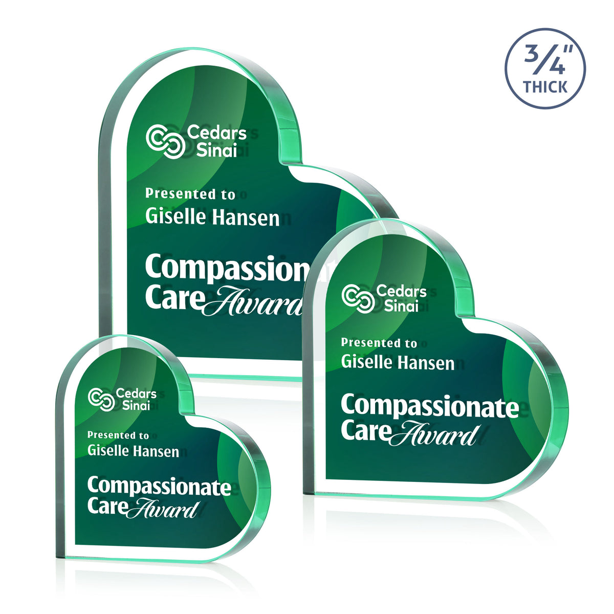 Davina Heart VividPrint™ Double Sided Award - Emerald