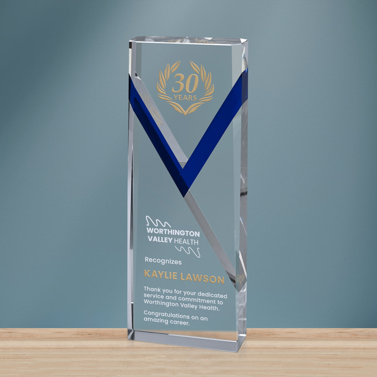 Celebrate Blue Award 8-1/4" - Crystal D