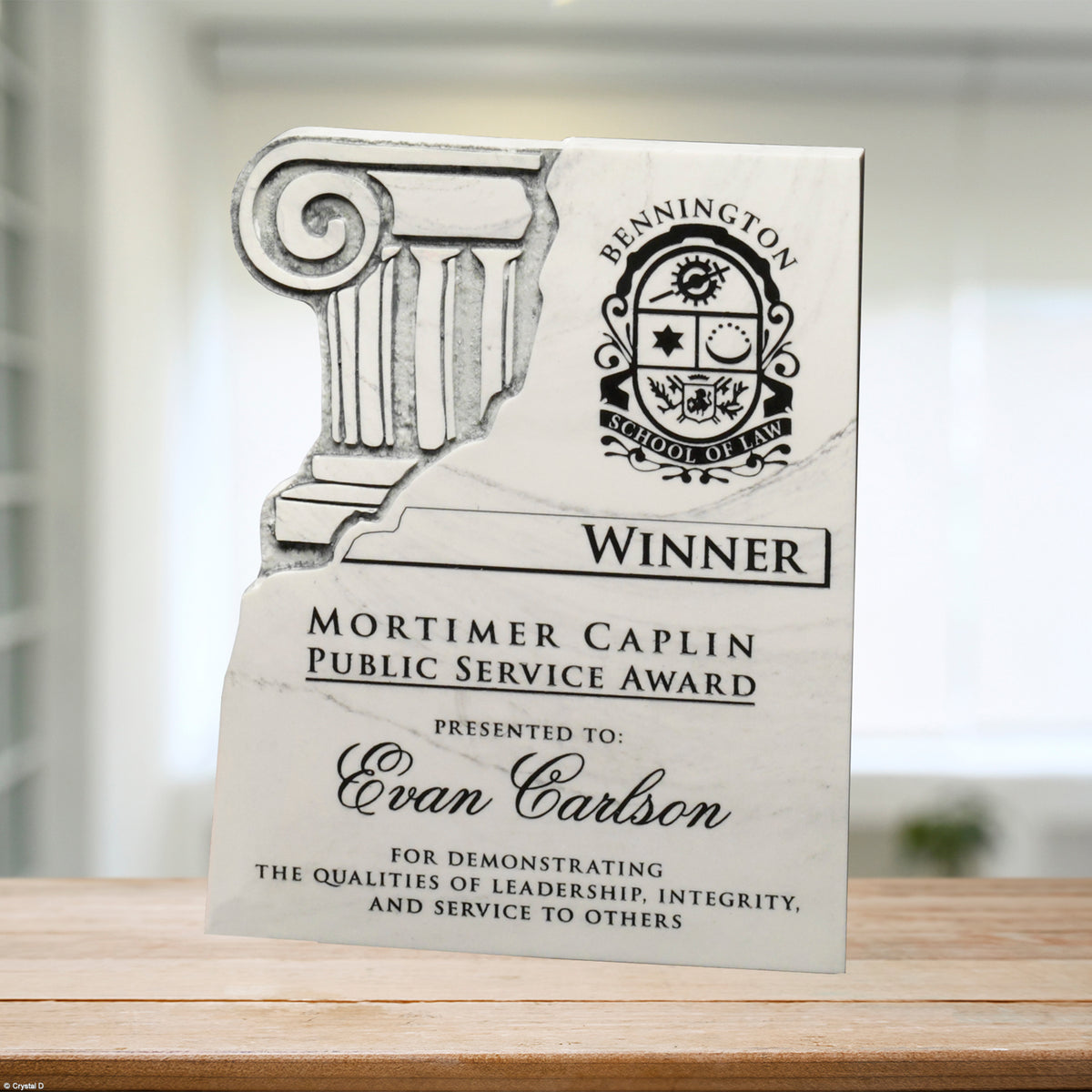 Chiseled Column Plaque 6" x 8" - Crystal D