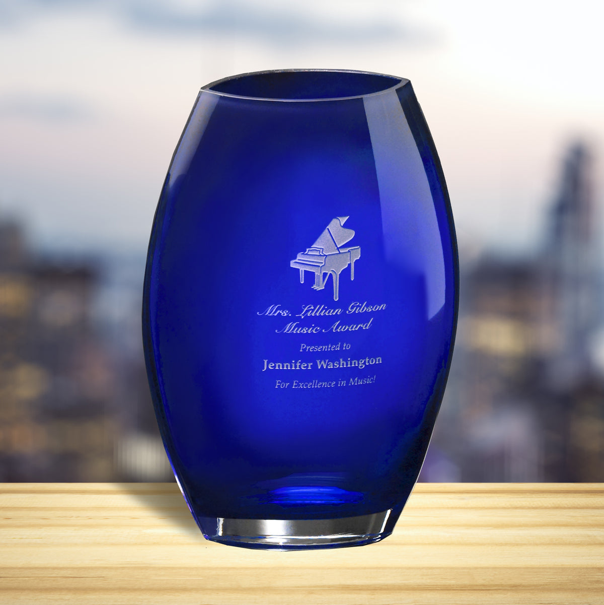 Cobalt Oval Vase 12" - Crystal D