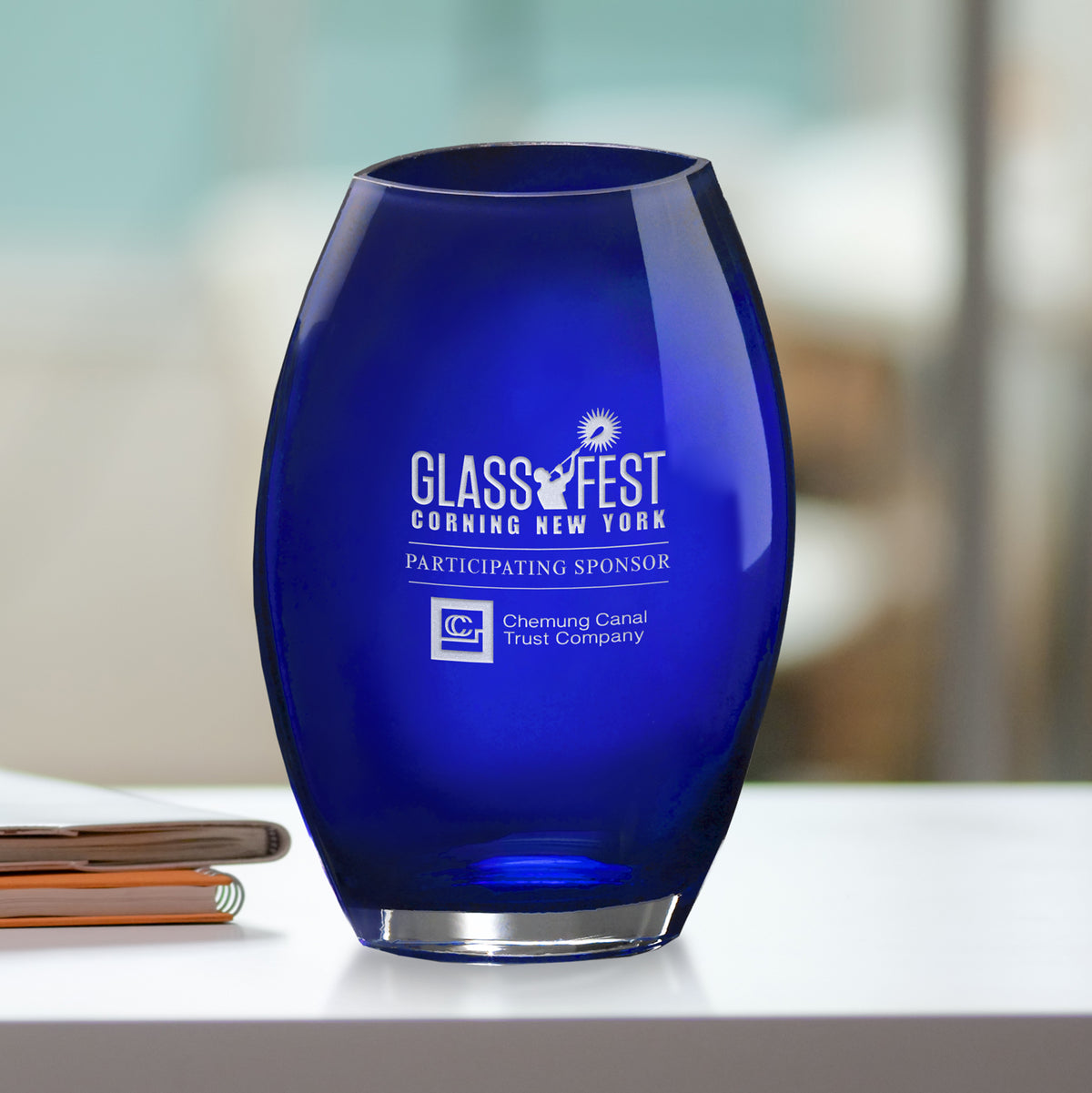 Cobalt Oval Vase 8-1/2" - Crystal D