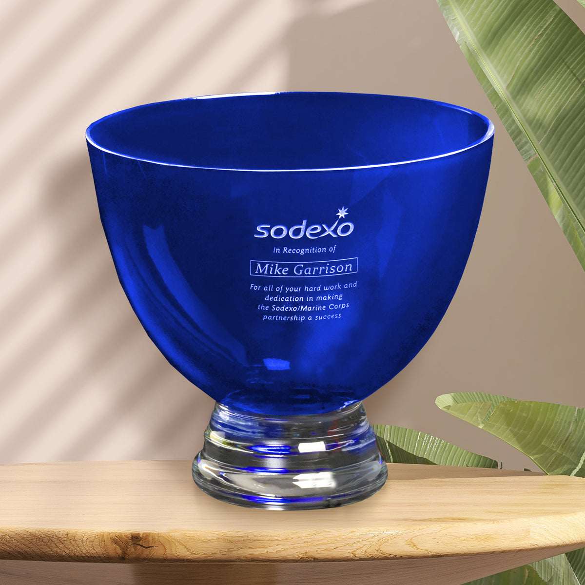 Cobalt Pedestal Bowl 8-1/2" Dia. - Crystal D