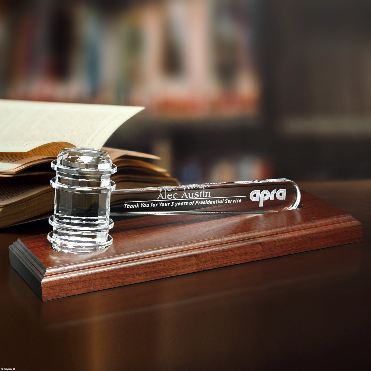 Crystal Gavel on Royal Finish Base 11-1/2" W - Crystal D