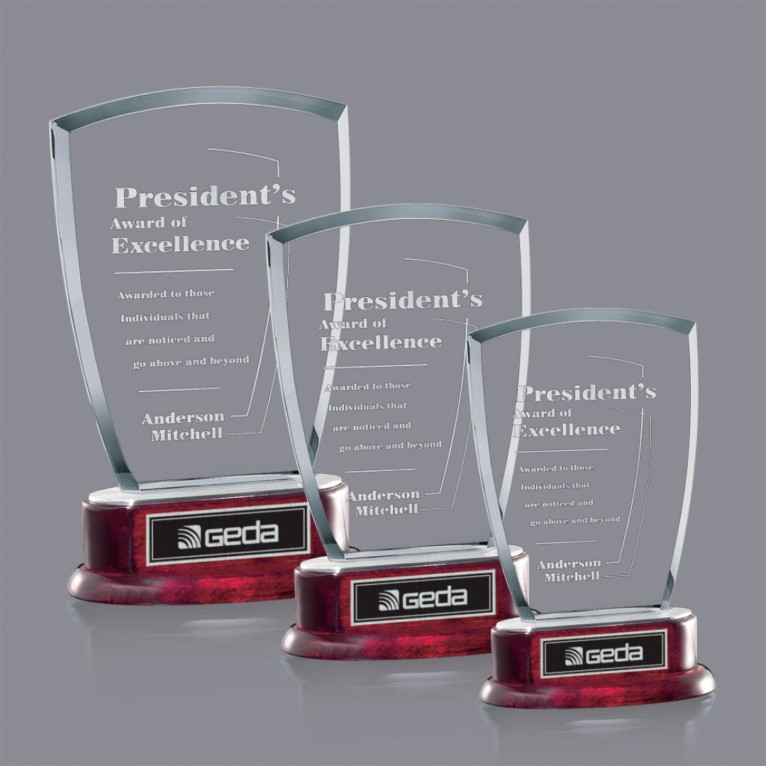 Fraser Jade Crystal Award on Rosewood Base