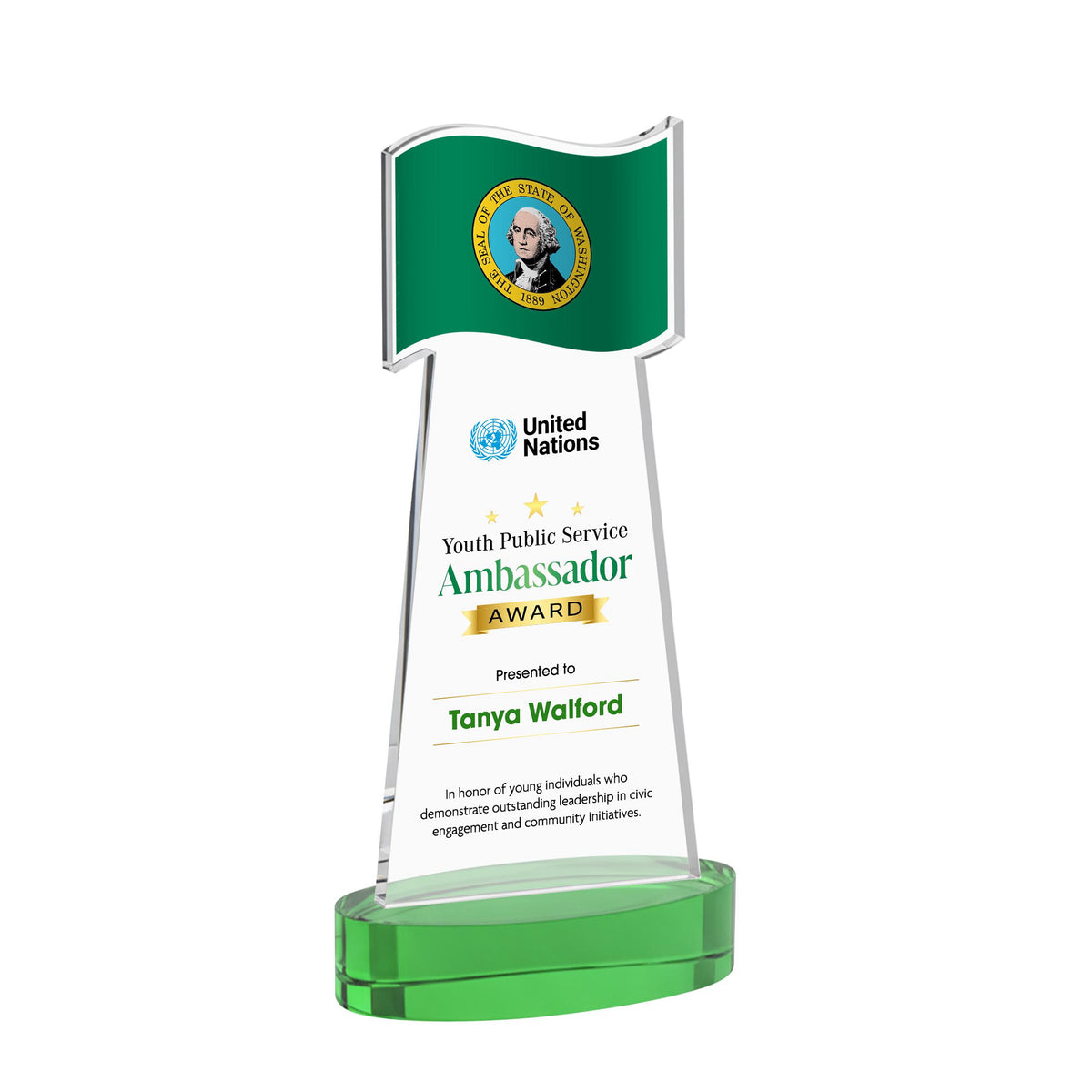 Flag VividPrint™ Award on Alberton Base - Green
