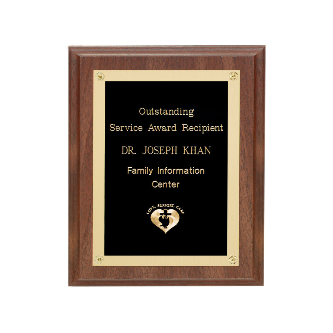 Walnut Finish Plaque w/Rosettes
