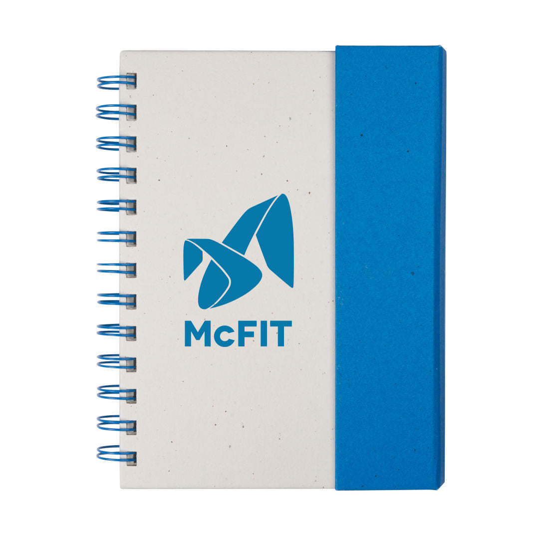 Wormer Spiral Bound Journal w/Sticky Notes – Blue