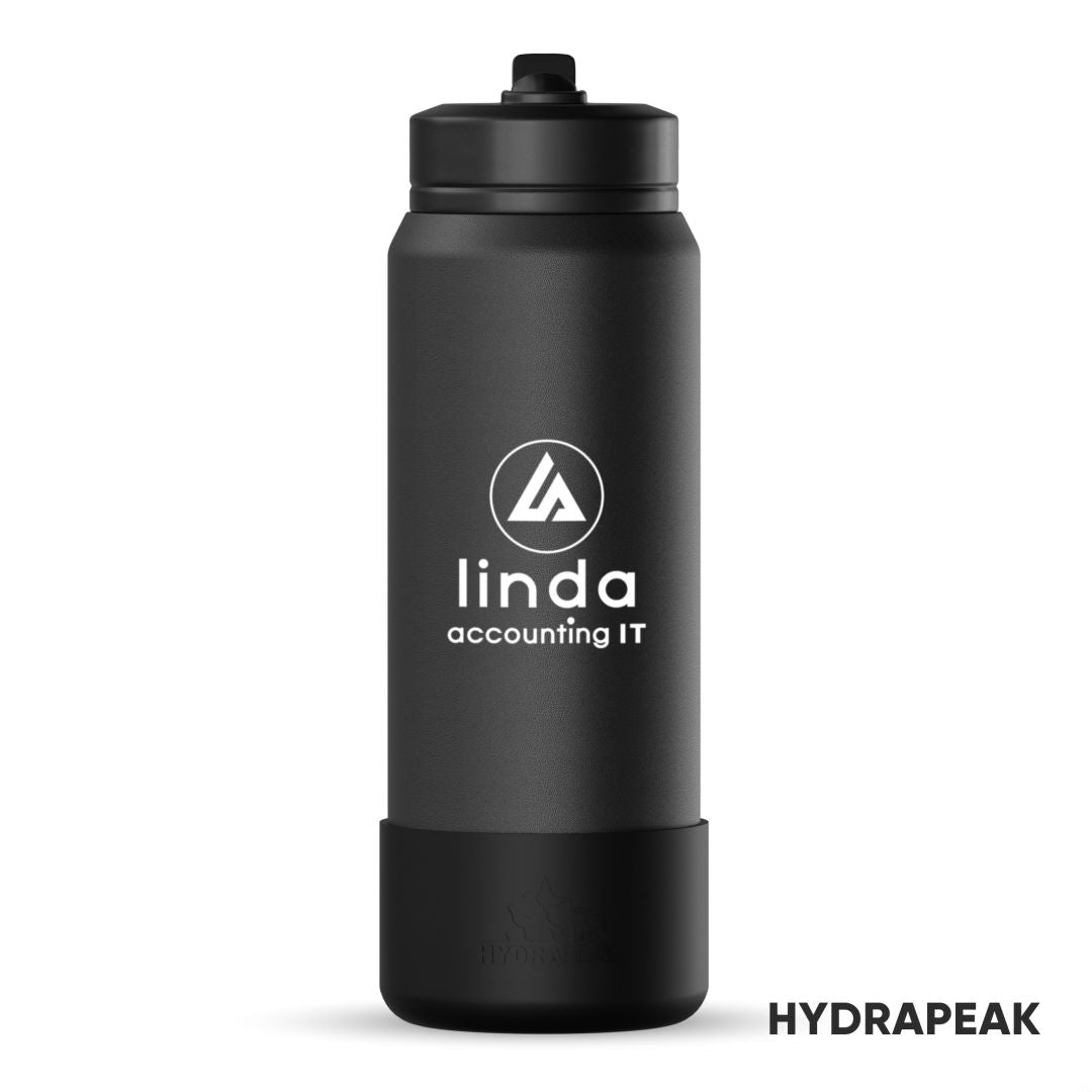 Hydrapeak® Sport Boot Water Bottle w/Straw Lid - 26oz — Black — HYP1003-BK