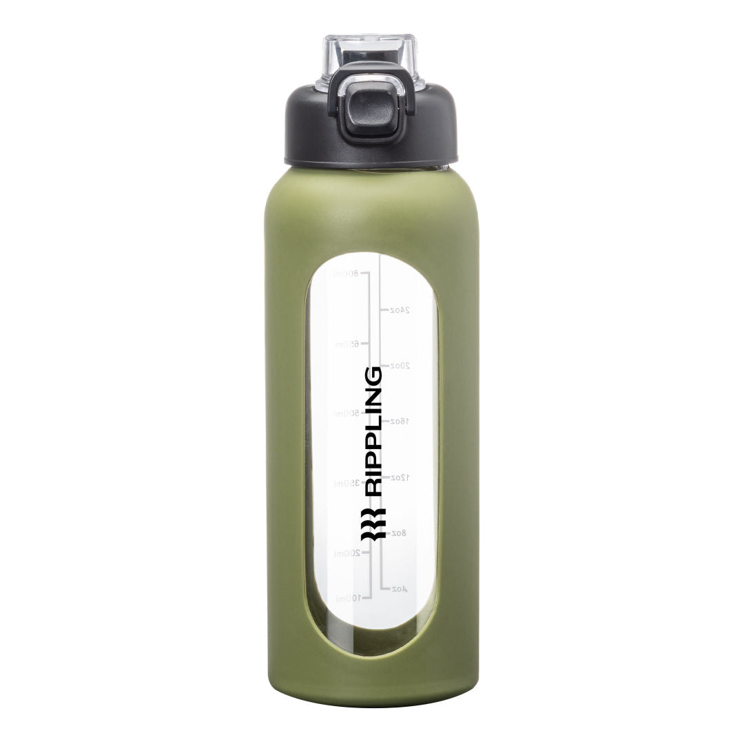 Glacia Glass Water Bottle — Olive Green — D055-OG