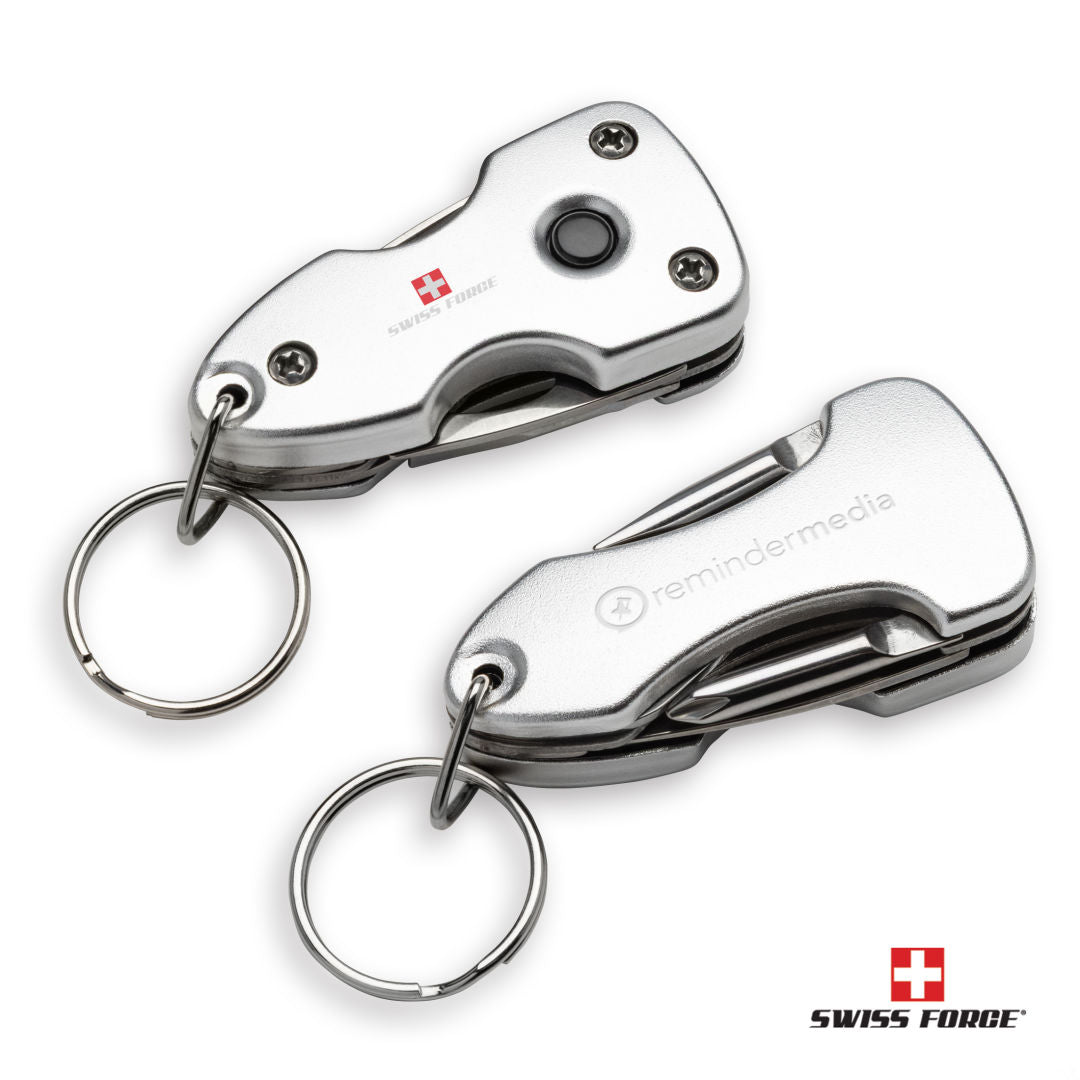 Swiss Force® Wildcub Multi-Tool & Flashlight Keyring – Silver