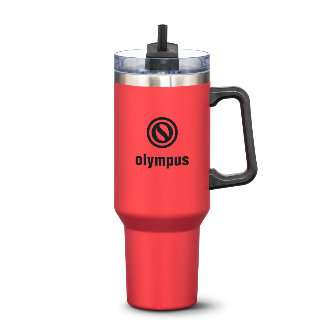 Compeer Handle Travel Mug w/Straw - 40oz — Red — D619-RD