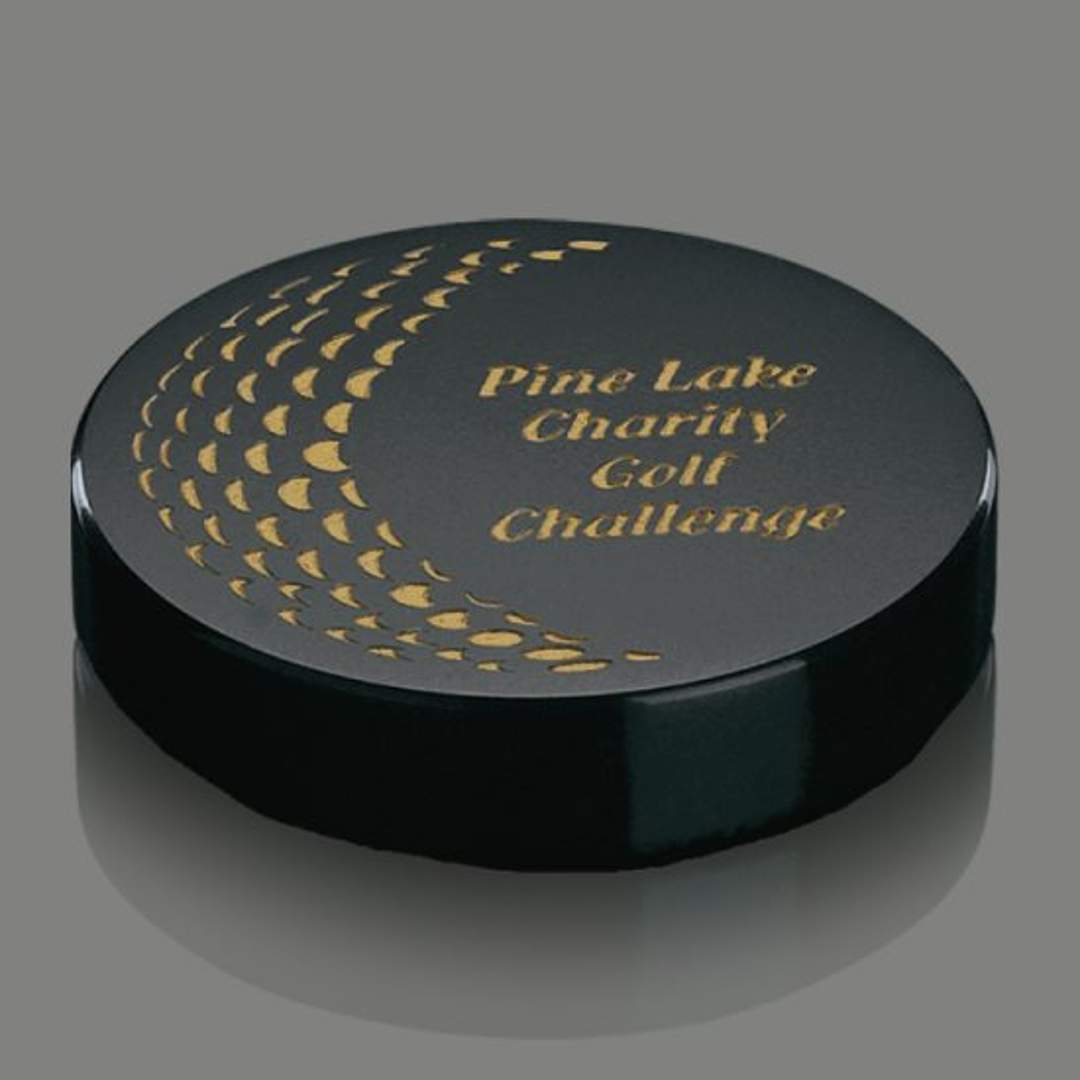 Black Marble Round Paperweight