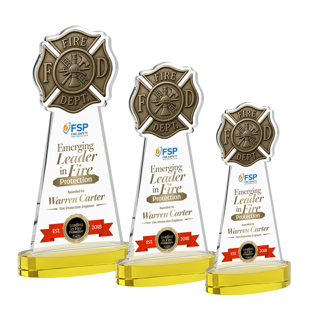 Fire Dept VividPrint™ Award on Alberton Base - Gold