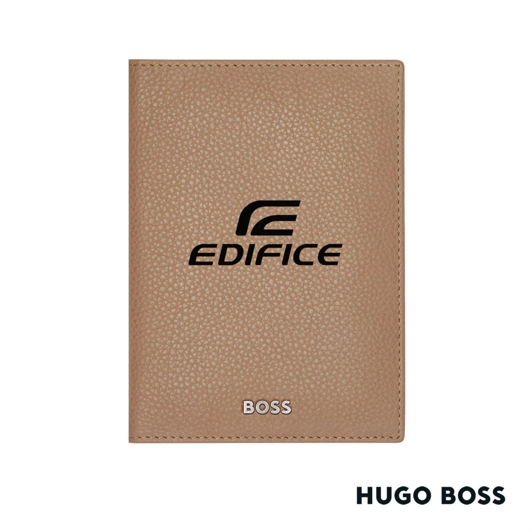 Hugo Boss® Classic Grained Passport Holder – Camel