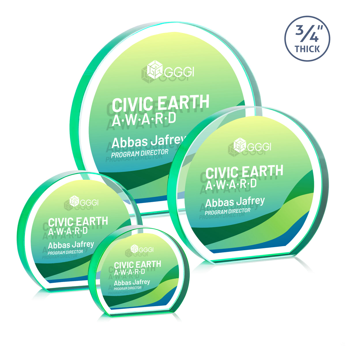 Maren Hemisphere VividPrint™ Double Sided Award - Emerald
