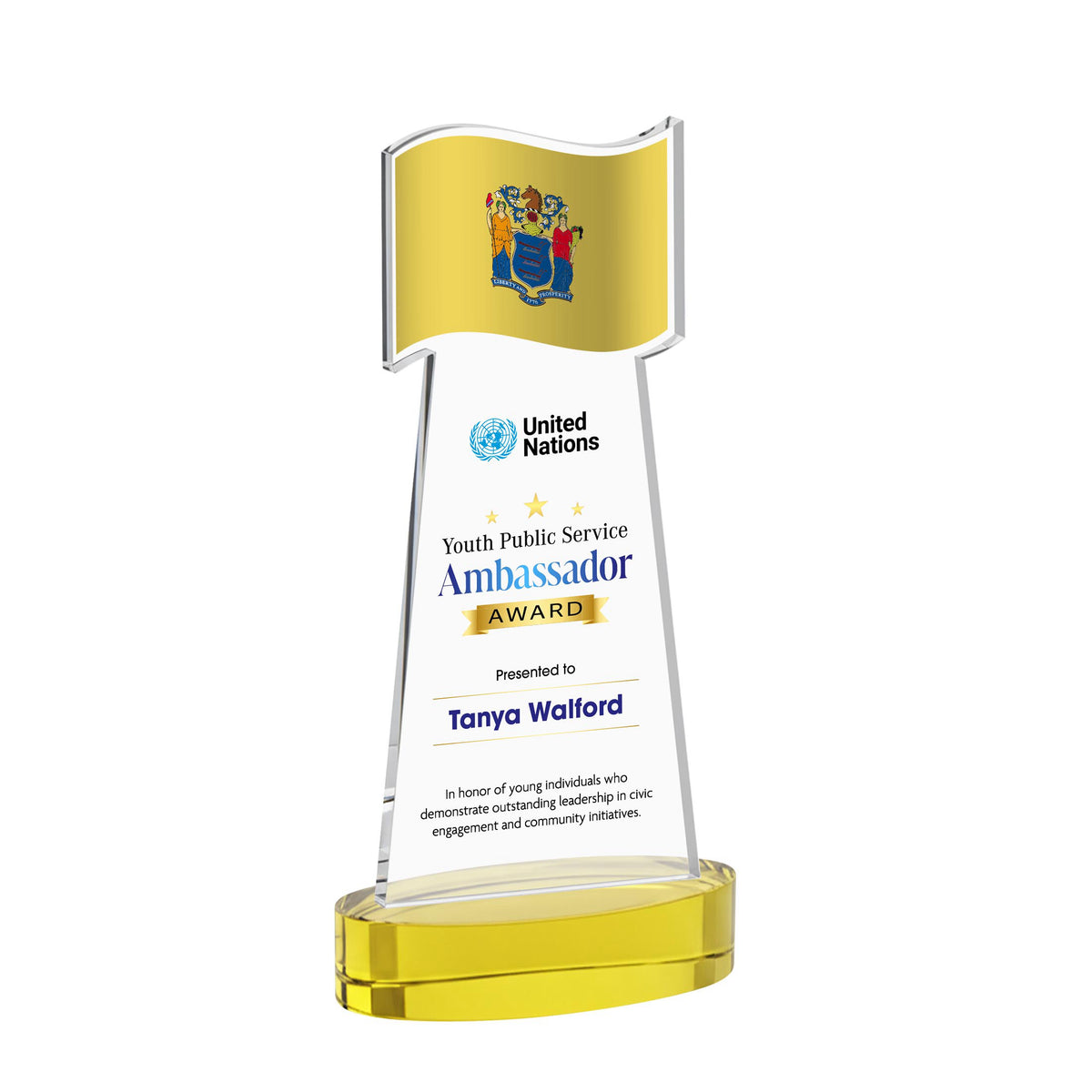 Flag VividPrint™ Award on Alberton Base - Gold
