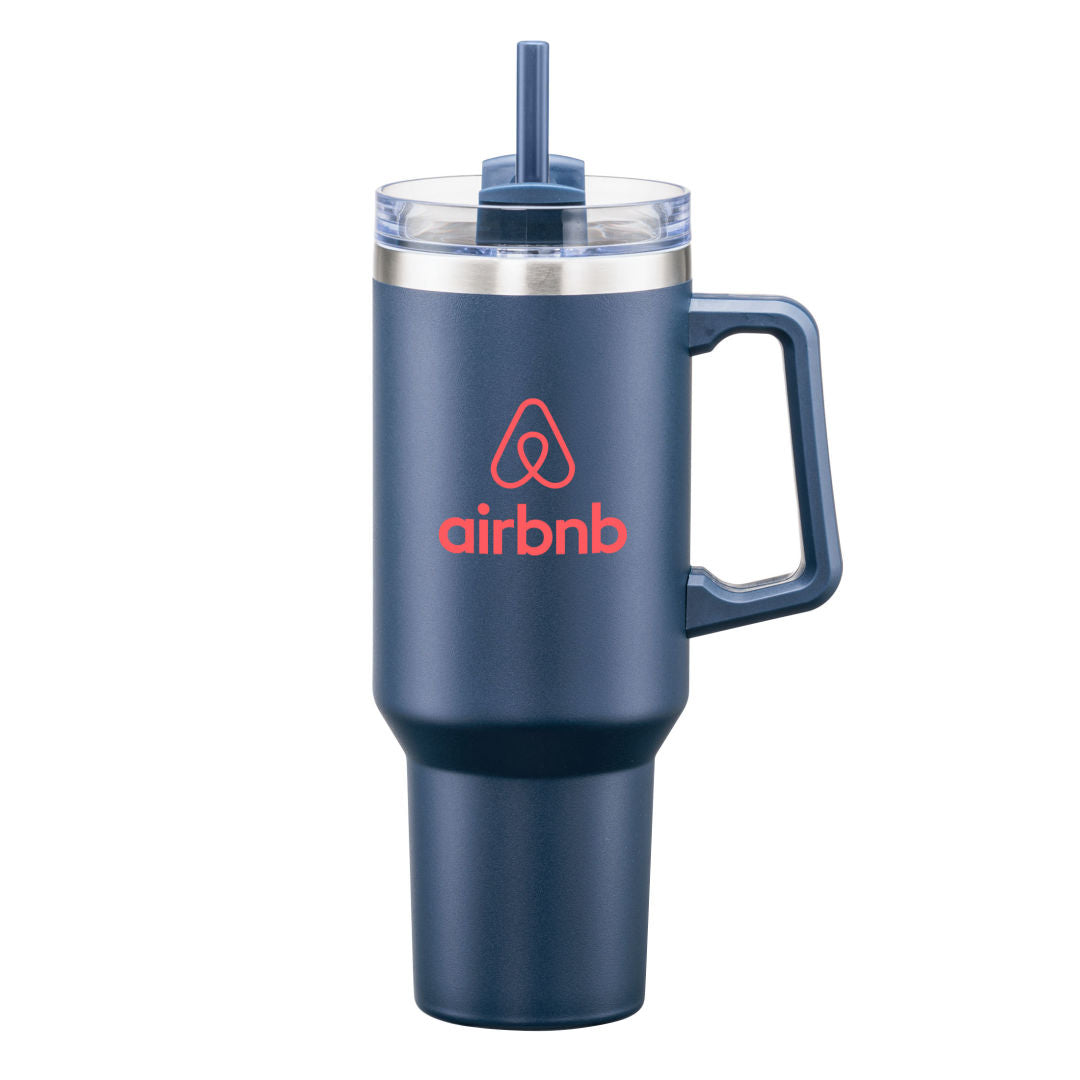 Makena Handle Travel Mug w/Straw - 40oz — Navy — D268-NV