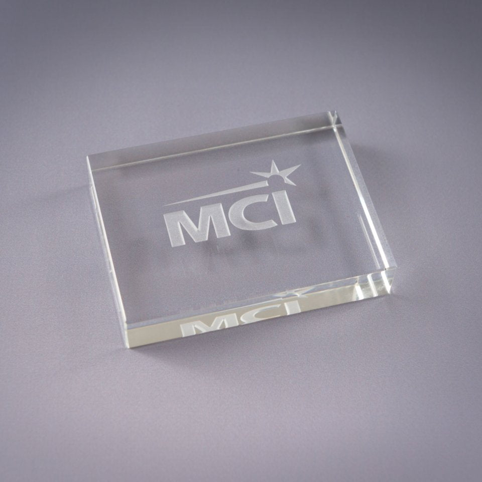 Optic Crystal Rectangle Paperweight — 3 × 4 Inches