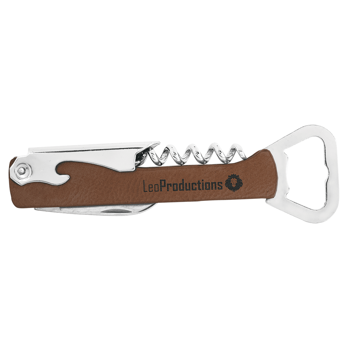 Laserable Leatherette Wine Bottle Opener — Dark Brown