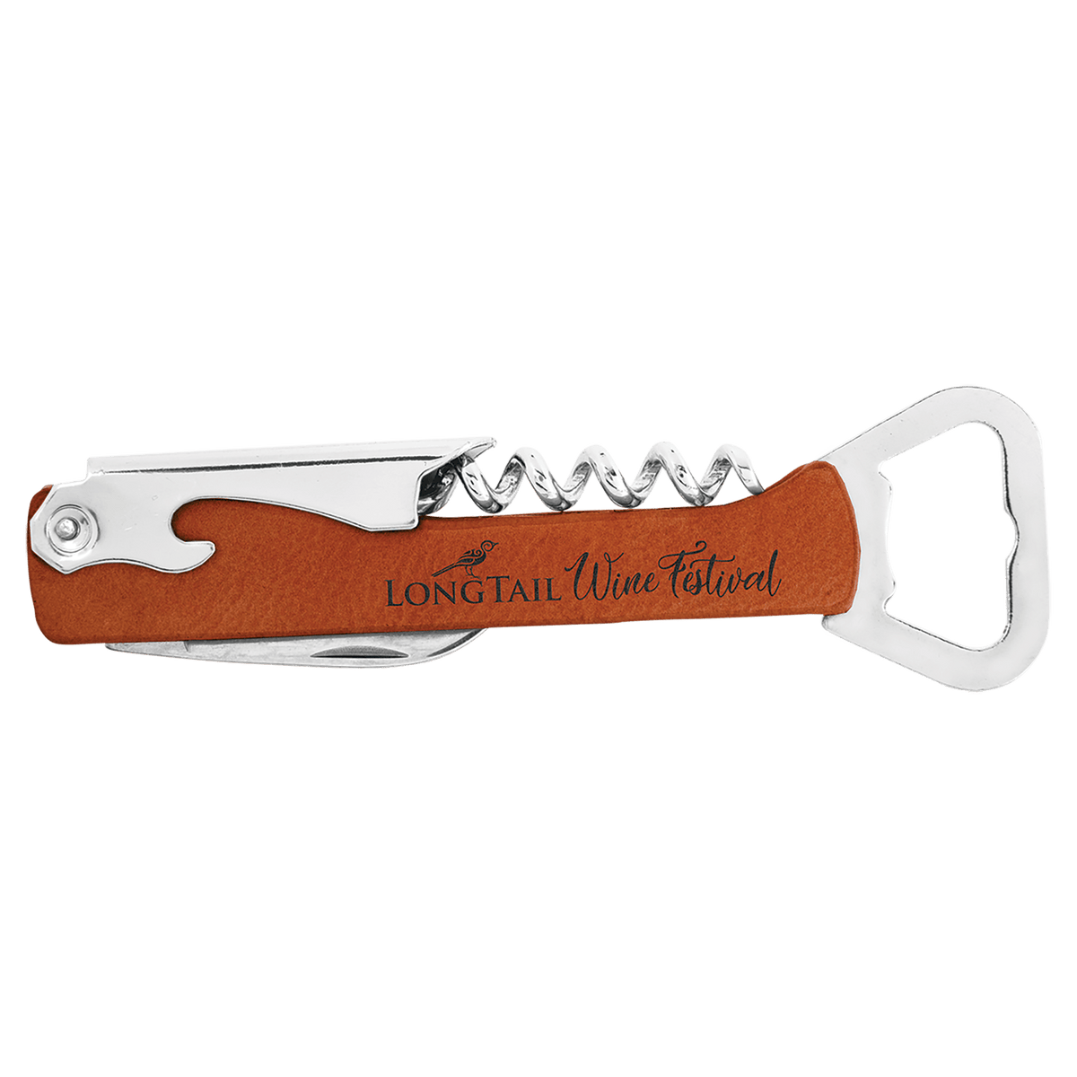 Laserable Leatherette Wine Bottle Opener — Rawhide
