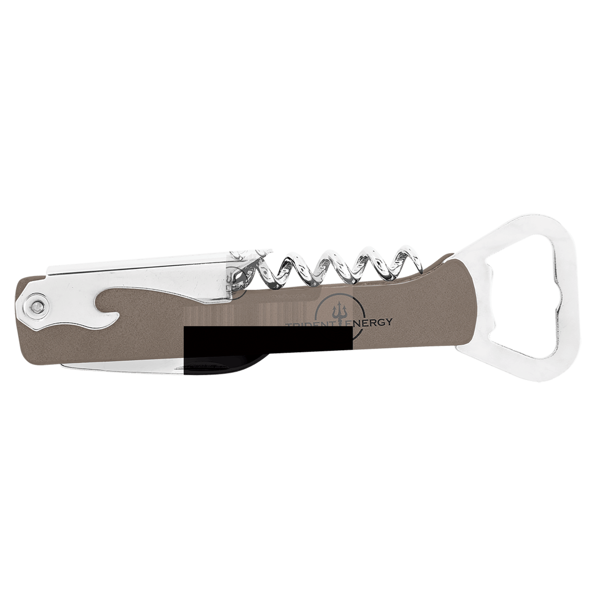 Laserable Leatherette Wine Bottle Opener — Gray