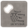 4" Square Leatherette Bottle Opener Coaster