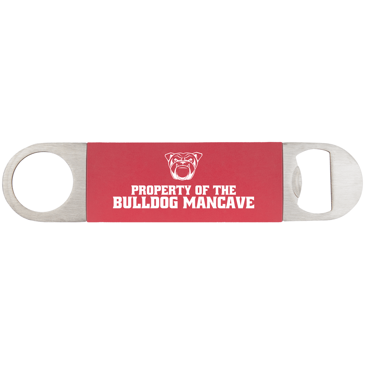 1 1/2" x 7" Bottle Opener with Silicone Grip — Red/White