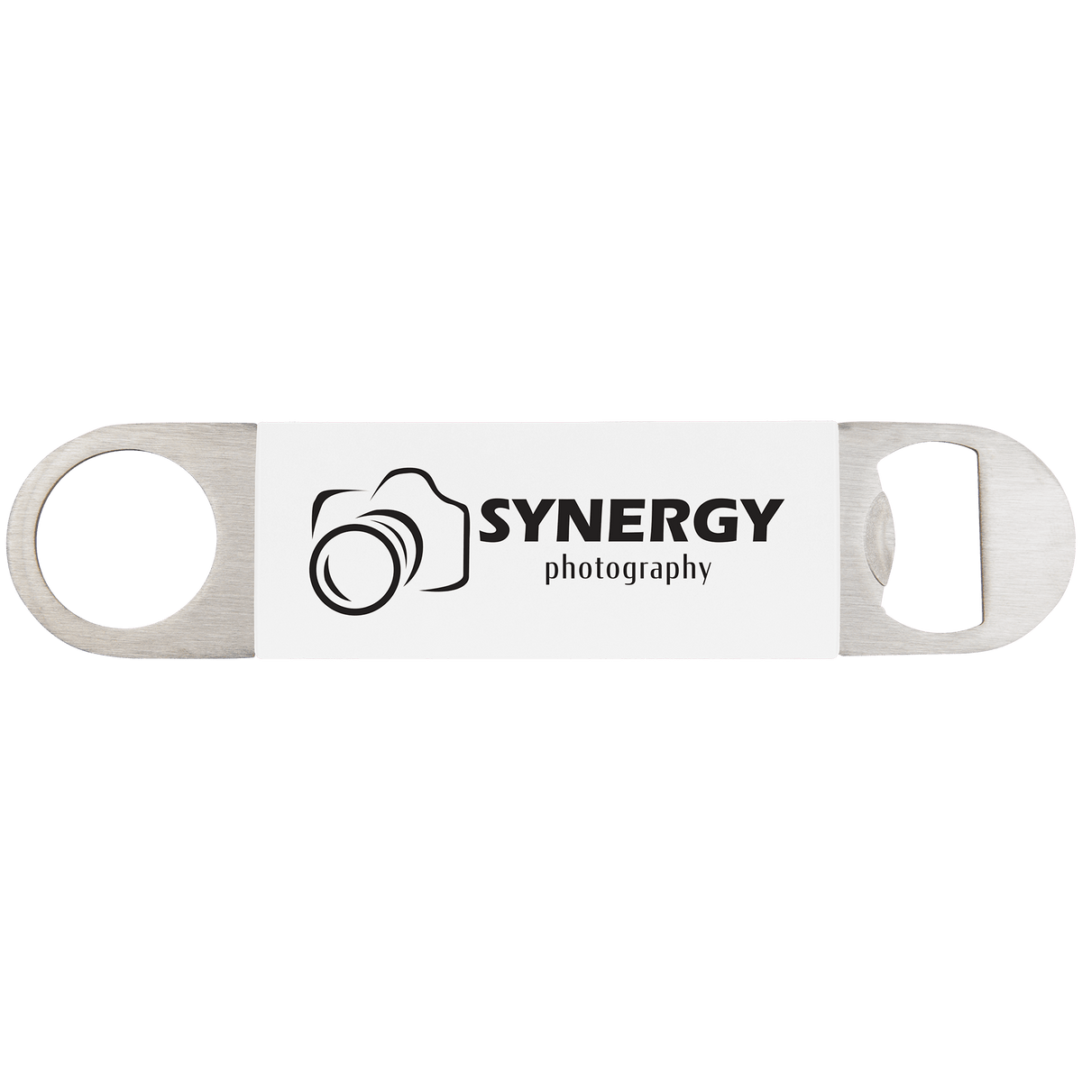1 1/2" x 7" Bottle Opener with Silicone Grip — White/Black