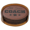 4" Round Laserable Leatherette 6-Coaster Set
