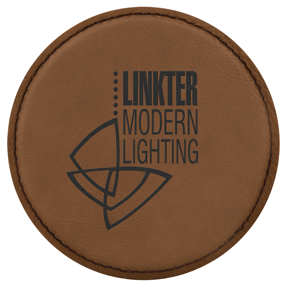 4" Round Laserable Leatherette Coaster — Dark Brown