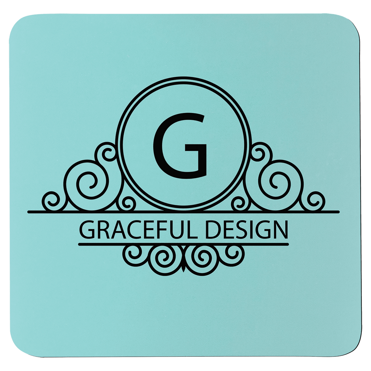 3 3/4" x 3 3/4" Square Silicone Coaster — Teal/Black